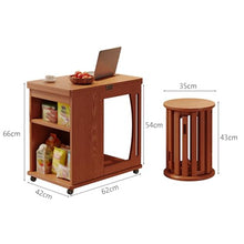 NABOOJ Multifunctional Rolling Side Table, Foldable Dining Table with Lockable Casters, Space Saving Furniture with 4-in-1 Nesting Stool