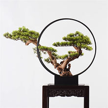 Artificial Bonsai Artificial Bonsai Tree New Chinese Style Green Simulation Welcome Pine Bonsai Tree Indoor Living Room Decor Artificial Bonsai Plant Metal Frame for Home Office