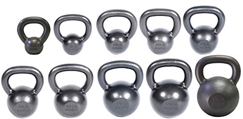 Ader Sporting Goods Ader Premier Kettlebell Set w/DVD & Free Rack Rubber Mat Grey, Black