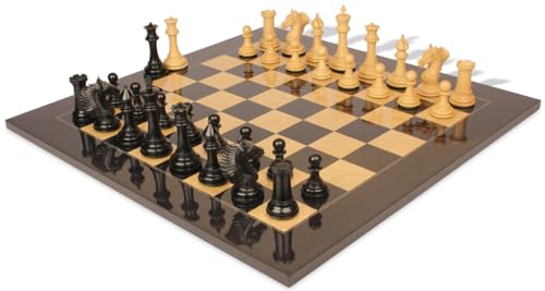 The Chess Store Copenhagen Staunton Chess Set Ebony & Boxwood with Black & Ash Burl Board 4.5" King