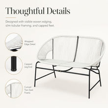 OYEFIT Outdoor Patio Wicker Loveseat, White PE Rattan, 52-Inch Wide,White PE Rattan, Black Iron Frame, 52 x 28.25 x 33 in, 42-in seat Width, Two-seat Design, Assembly Required