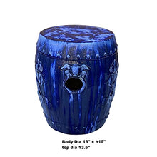 Orientliving Chinese Mixed Blue Round Lotus Clay Ceramic Garden Stool Table Blue