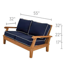 Royal Teak Collection Miami Teak Outdoor Loveseat Sofa, Navy (MIA2-NAVY)