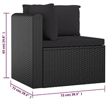 Xolmizyn 9 Piece Patio Lounge Set, Modular Outdoor Furniture with Tempered Glass Coffee Tables, Cushioned Garden Seating for Backyard, Deck, and Poolside, Black