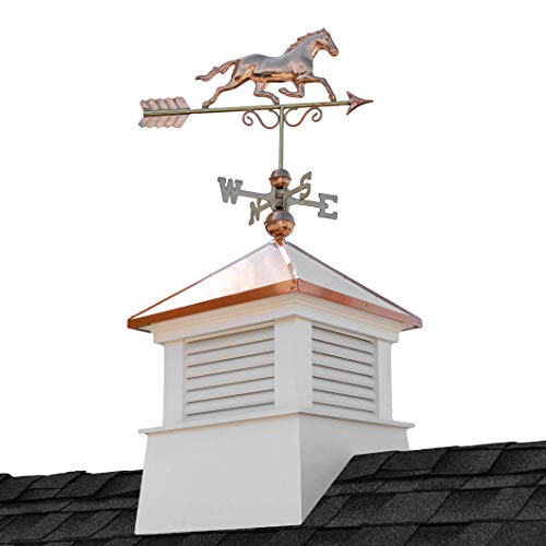 Good Directions 26" Square Manchester Vinyl Cupola with Horse Weathervane White