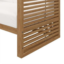 Outdoor Escape White Teak Wood Loveseat with Cushions, Durable Construction, Stylish Armrests, Comfortable Backrest for Patio Garden Porch Entertainment