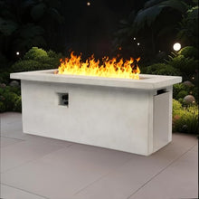 60" Outdoor Propane Fire Pit Table, Rectangular Concrete Gas Fire Pit with 60,000 BTU Heating, Hidden Tank Storage, Electronic Ignition, Lava Rocks & Cover for Patio Backyard Deck Garden, Dark Grey