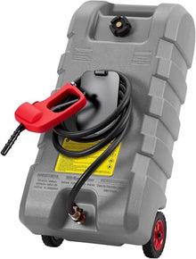 SunnyFurn 2-Pack 15 Gallon Gas Caddy with Transfer Pump, Heavy Duty HDPE Fuel Can on Wheels with 10ft Hose, Portable Gas Tank for Gasoline Diesel for Lawn Mowers Cars Boats ATVs and Farm