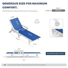 Outdoor HDPE Chaise Lounge Chairs Set of 4, Textilene Pool Loungers