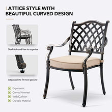 Ailismail 7-Piece Outdoor Dining Set Cast Aluminum Retro Patio Dining Set for 6 with 59” Table, 6 Chairs, Thicker Cushion, and Umbrella Hole Bronze