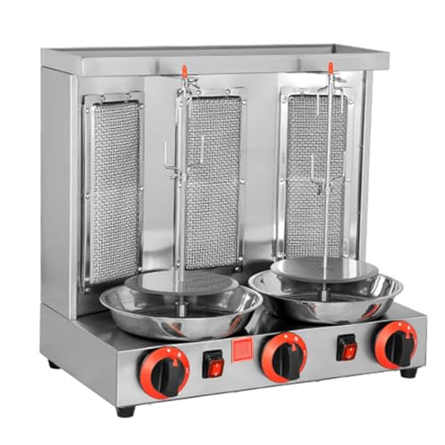 YXCUSAM Gas Barbecue Grill Kebab Machine, Vertical Rotisserie Oven Grill, with Automatic Rotating Grill, for Restaurant Home Kitchen (Silver)