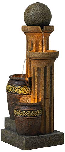 John Timberland Sphere Jugs and Columns 50" Rustic Fountain with Light