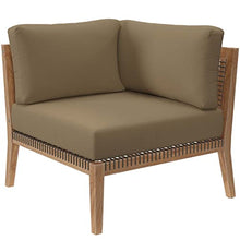 Modway Clearwater Outdoor Patio Teak Wood 6-Piece Sectional Sofa in Gray Light Brown