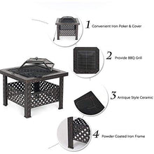 Outdoor Fire Pit with BBQ Grill Shelf Metal Garden Fireplace Patio Firepit Stove Brazier Outdoor Fireplace BBQ Grill Poker,Outdoor Fire Pits