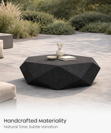 eldimer no.103 GFRC Concrete Coffee Table 35.4” - Handcrafted Round Modern Architectural Table, Weather Resistant, Indoor & Outdoor, 125 lbs Solid Cement Construction for Patio or Living Room