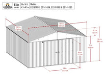Arrow Shed Elite 14' x 14' Tall Outdoor Steel Storage Shed with High Gable and Lockable Doors Storage Building, Blue Grey