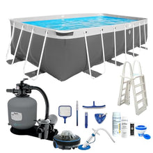 PoolZoom CaliFun Soft Sided Frame Pool Package with Pump and Filter Set, 10' x 18' Rectangle Gray