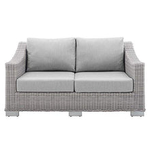 Conway Sunbrella® Outdoor Patio Wicker Rattan Loveseat in Light Gray Gray