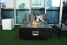 AMS Firepit | Sofia Marble Porcelain Fire Table | Natural Gas 17'' H x 39'' W x 39'' D