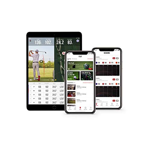 Rapsodo Mobile Launch Monitor for Golf Indoor and Outdoor Use with GPS Satellite View and Professional Level Accuracy, iPhone & iPad Only Black/Red