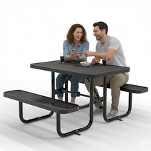 OUTTANS Commercial Metal Picnic Table (Black, 4' Rectangular, Punched)