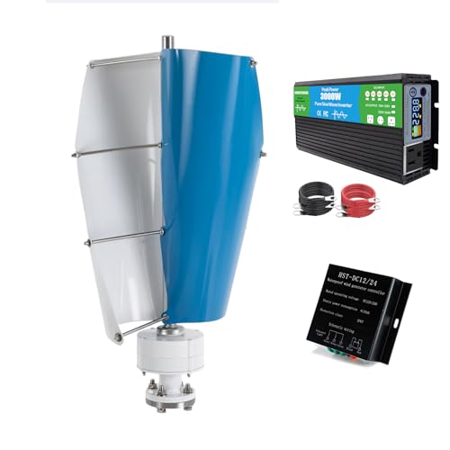 HENGJINGTR 1500W-3000W Windmill for Wind Solar Hybrid System, 12V 24V 48V 220V Vertical Axis Wind Generator with MPPT Controller Maglev Wind Turbine Generator,12v