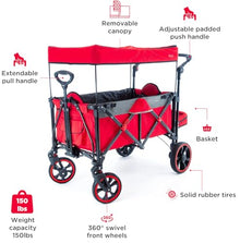 Creative Outdoor Push Pull All-Terrain Collapsible Folding Stroller Wagon for Kids, 150lbs Weight Capacity, Platinum Series, Beach, Park, Garden & Tailgate, (Red)
