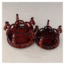 WOAITIANTIAN Vase Stand Round Wood Base Crafts Strange Stone Vases Bonsai Decorations Pedestal(Large)