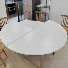 NehQrynvx Portable Round Poker Table Top Foldable, 1/4 Fold Solid Wood Board, Commercial Home Temporary Dining Table Extender, Multi-Scene for Gatherings/Gardens, Easy Storage(White,Dia 55 inch)