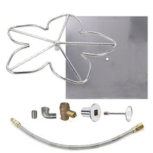Spotix HPC Penta Match Lit Fire Pit Burner Kit with 36-Inch Stainless Steel Burner and 42-Inch Square Flat Pan, Natural Gas, Polished Chrome, with Flange, Key, Valve, Flex Line and Fittings