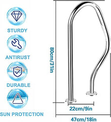 Swimming Pool Safety Hand Rail Pool Handrails Swimming Pool Handrails, Pool Hand Rail 304 Stainless Steel, Easy to Install 250LBS Load Capacity, 3-Bend Spa Safety Rails