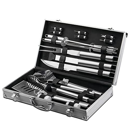 18pcs Stainless Steel BBQ Accessories Tool Set, BBQ Grill Accessories Set, Heavy Duty BBQ Accessories with Carrying Bag, for Home, Camping, Traveling