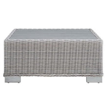 Afuera Living Outdoor Patio Coffee Table, 32" W, Light Gray UV-Resistant Wicker Rattan, Powder-Coated Aluminum Frame, Wood-Like Top, Durable Water-Resistant Design for Backyard, Porch, or Poolside Use