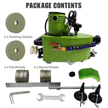 BhRWVJD 800W Electric Small Glass Edging Machine,Portable Small Glass Edger,DIY Diamond Glass Art Corner Grinding Edging Machine,Glass Polisher W/8 Diamond Wheels & 2 Polisher Wheels