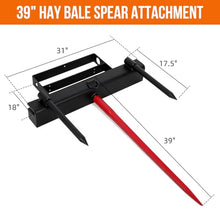 39 Inch Hay Spear for Tractor Bucket, Heavy Duty Bale Spear Attachment with 2 Stabilizer Spears & 59 Inch Chain, Tractor Bucket Hay Bale Spear Attachment, 4000 Lbs Capacity