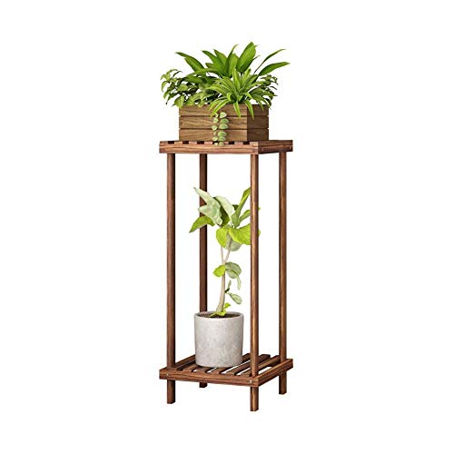 MIIKHI Flower Stand with 2 Tier Wooden Free Standing Plant Stand Indoor and Outdoor Flower Display Rack,2 Colors,4 Sizes (Brown 70cm)