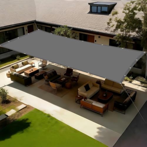 Light Gray Sun Shade Sail Rectangle 22x40 FT Waterproof Outdoor Sun Shade Sail 95% UV Block with Grommets for Patio Backyard Carport Garden