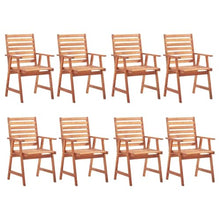 POUFGDR Patio Chair Set of 8 with Taupe Cushions, Solid Acacia Wood Outdoor Dining Chairs for Garden and Patio Seating