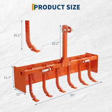 Garvee 55 Inch Box Blade for Tractor, Heavy Duty Land Leveler with 6 Adjustable Shanks, Compatible with CAT 0 Tractors