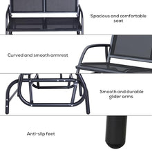 leoglint 2-Person Outdoor Chair Outdoor Glider Bench, Patio Double Swing Rocking Chair Loveseat w/Powder Coated Steel Frame for Backyard Garden Porch, Black
