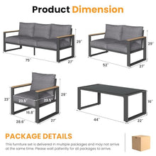 RoyalCraft 7-Seater Aluminum Patio Furniture Set with Coffee Table Grey