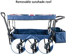 Outdoor Folding Utility Wagon All-Terrain Wheels Garden Wagon Shopping Cart Trolley with Brake Heavy Folding Cart with Roof Load-Bearing 85kg/187lbs (Color : Style 2)