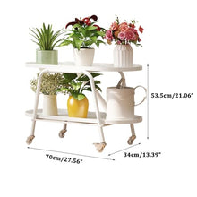 OJKJGYTF 2 Tier Metal Plant Stand Indoor Outdoor Plant Shelf Multi-Functional Shelf Plant Stands Modern Creative Flower Stands with Wheels Waterproof Display H