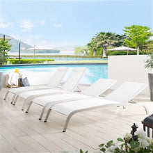 Pemberly Row Mesh Patio Chaise Lounge Set of 4 White