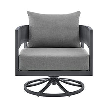 Armen Living Argiope Outdoor Patio Swivel Rocking Chair in Grey Aluminum with Cushions