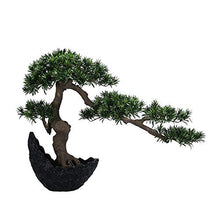 YXIANG56Q Fake Plants New Simulation Podocarpus Welcoming Pine Crescent Bonsai Porch Flower Stand Soft Decoration Handicraft Gift Bonsai Tree