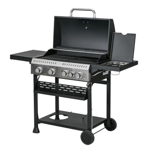 2-Burner Propane Gas Grill, 2-Tier Cooking Area with Warming Rack, Built-in Thermometer, Side Shelves & Spice Rack for Backyard, Patio, BBQ