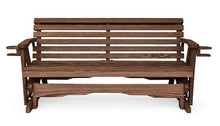 4 FT WALNUT Porch ROLLBACK Glider Cupholders Bench for 2 Person, Amish-Made Pine Wood Patio Glider, Smooth Glide, Balanced Construction, Even Weight Distribution, Relaxed Seating Angle, Made in USA