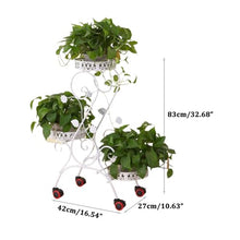 JOTDPFRYK Modern Metal Plant Stand Durable Shelf Rack with Wheels Indoor Outdoor Flower Rack 3 Tier Corner Flower Pot Holder Stands French Tiered Wrought Iron Plant Display Rack for Patio Living Room