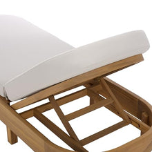 SAFAVIEH Outdoor Patio Furniture Collection – Kento Natural & Taupe Adjustable Outdoor Lounger, Solid Wood Chaise with Removable Cushions, Modern Patio Lounge Seating (PAT7103A)